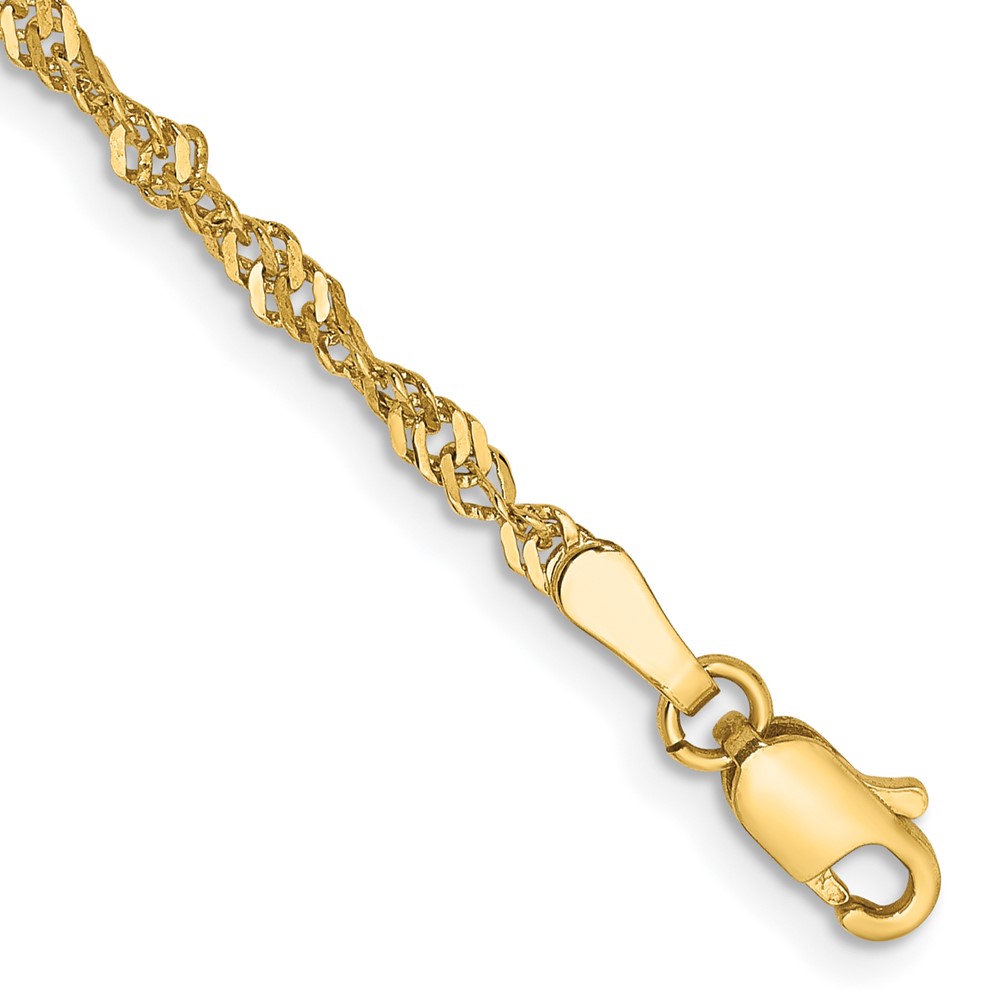 Picture of Finest Gold 14K Yellow Gold 2 mm Singapore Chain 7 in. Bracelet