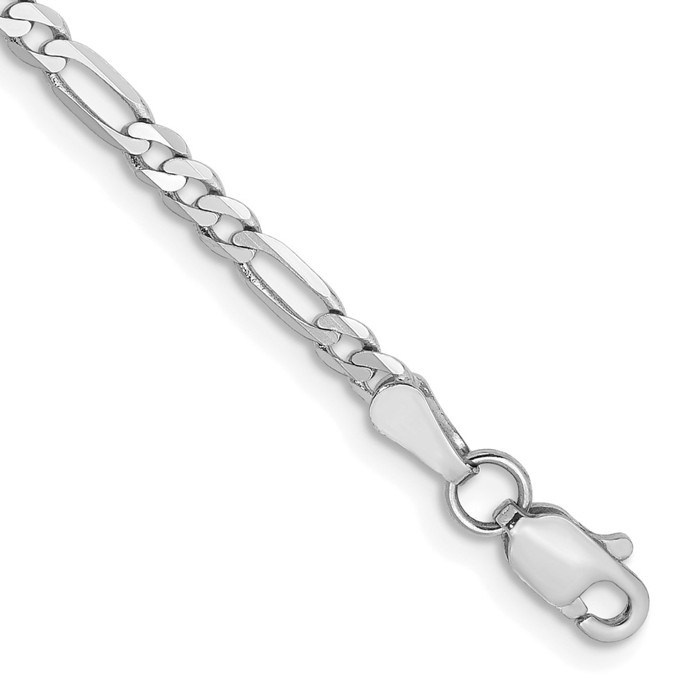 Picture of Finest Gold 14K White Gold 9 in. 2.75 mm Flat Figaro Chain Anklet