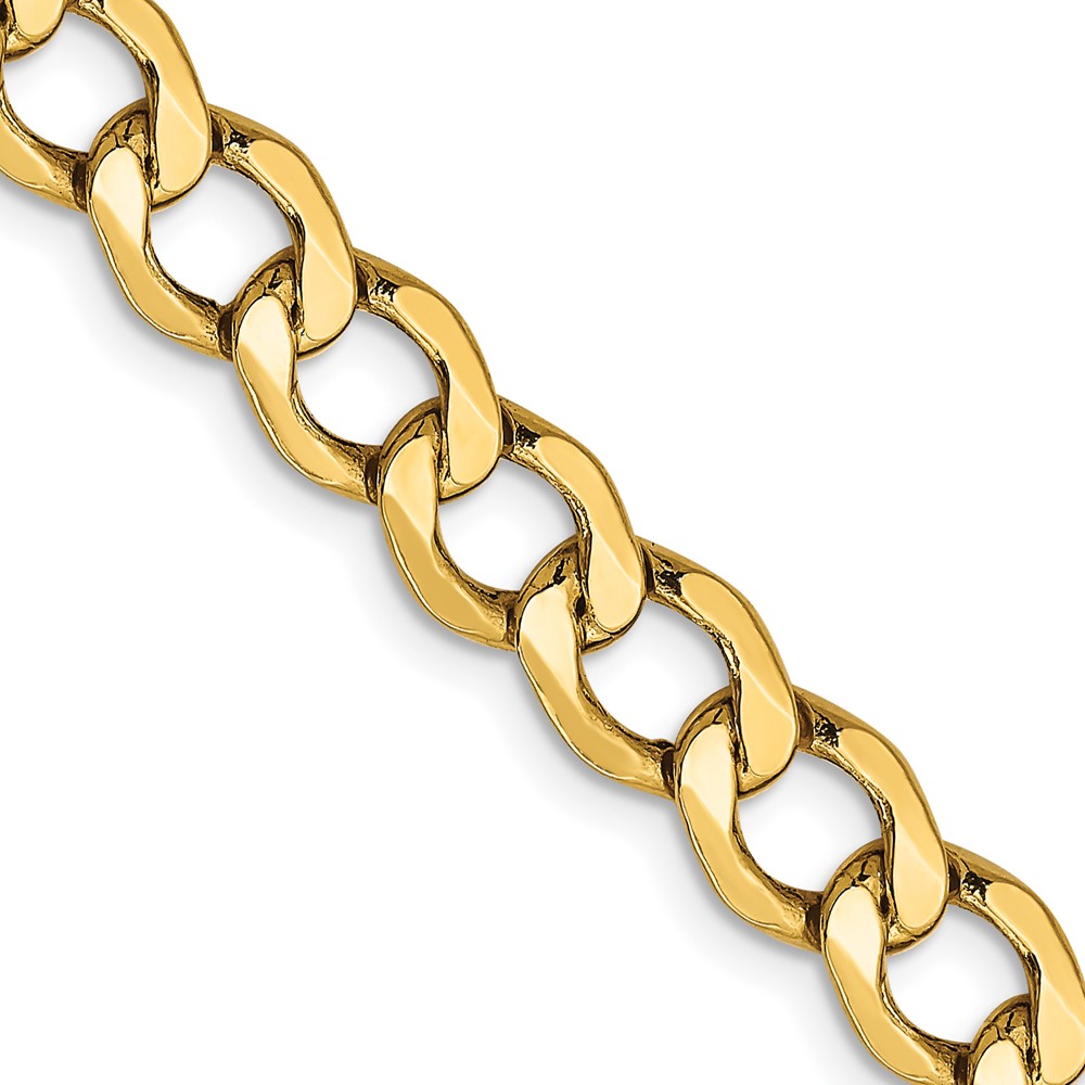 14K Yellow Gold 6.5 mm Semi-Solid 18 in. Curb Chain -  Bagatela, BA2723346