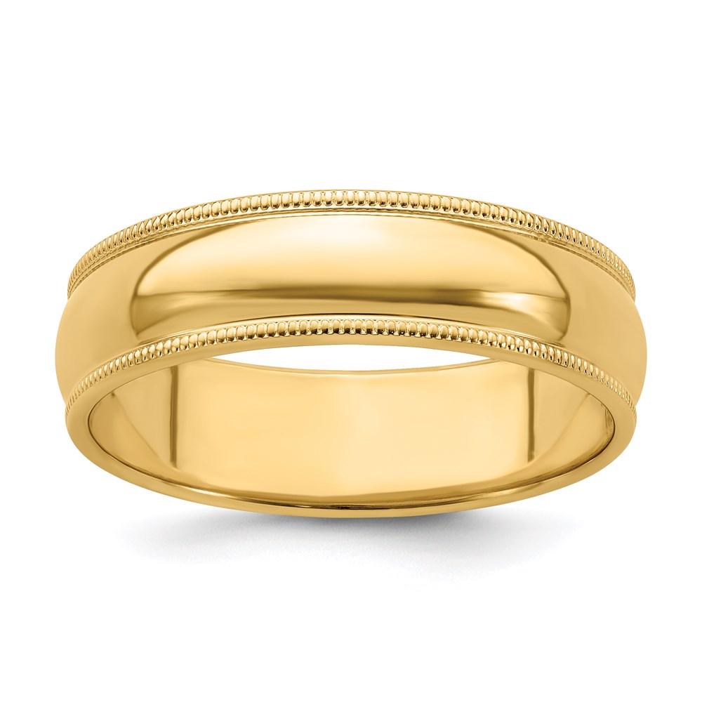 Picture of Finest Gold 14K Yellow Gold 6 mm Milgrain Half Round Band&amp;#44; Size 11