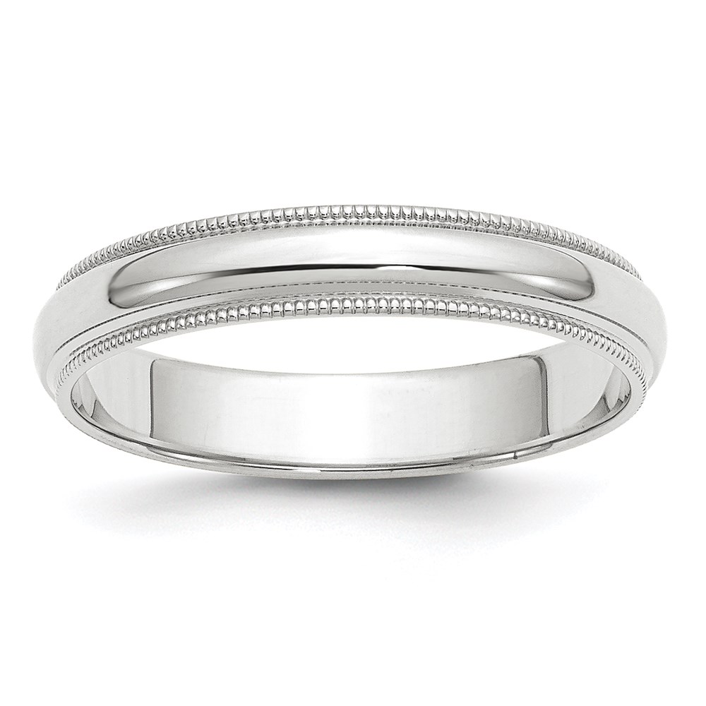 14K White Gold 4 mm Milgrain Half Round Band, Size 7 -  Bagatela, BA2718162