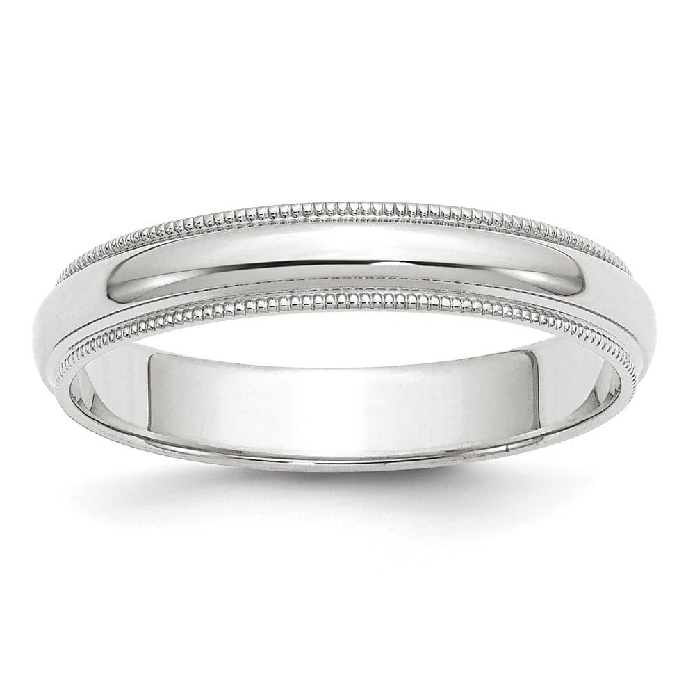 14K White Gold 4 mm Milgrain Half Round Band, Size 7.5 -  Bagatela, BA3186961