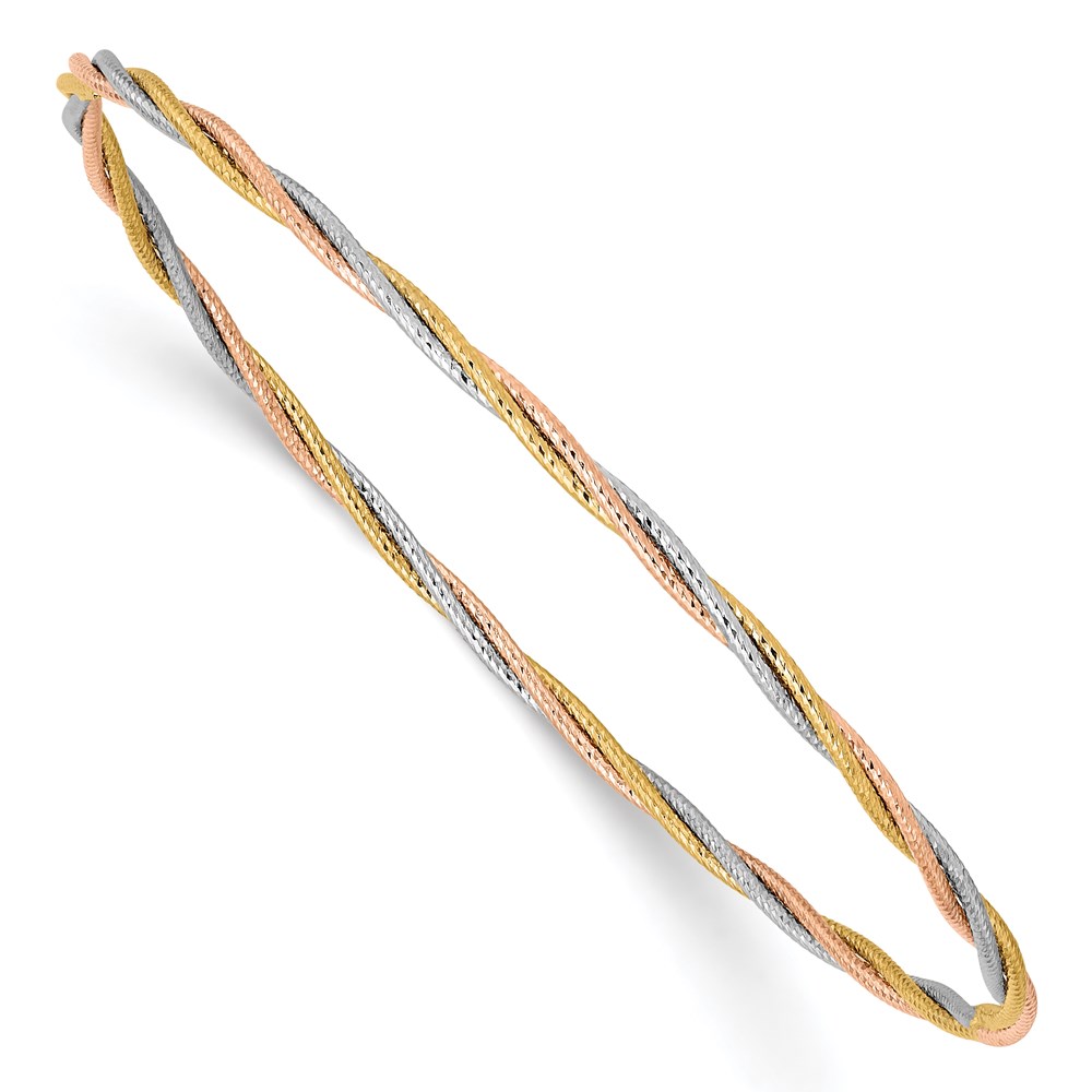 Gold Classics(tm) 14kt. Gold Tri-Color Diamond-Cut Twisted Bangle -  Fine Jewelry Collections, DB575
