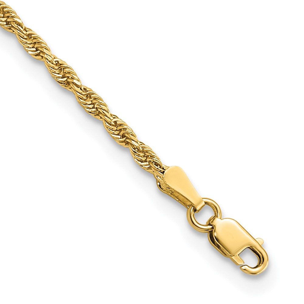 Picture of Finest Gold 14K Yellow Gold 10 in. 2 mm Diamond-Cut Rope Chain Anklet