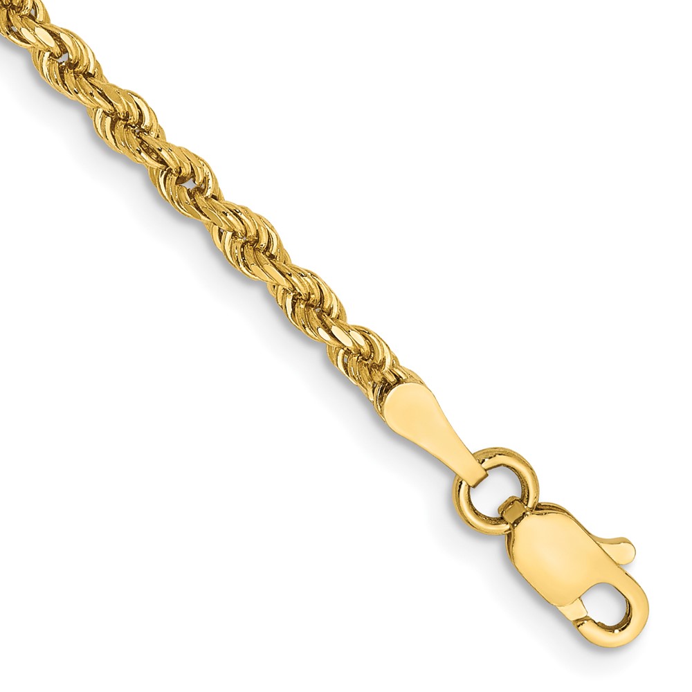 Picture of Quality Gold 018L-10 14K Yellow Gold 10 in. 2.25 mm Diamond-Cut Rope Chain Anklet