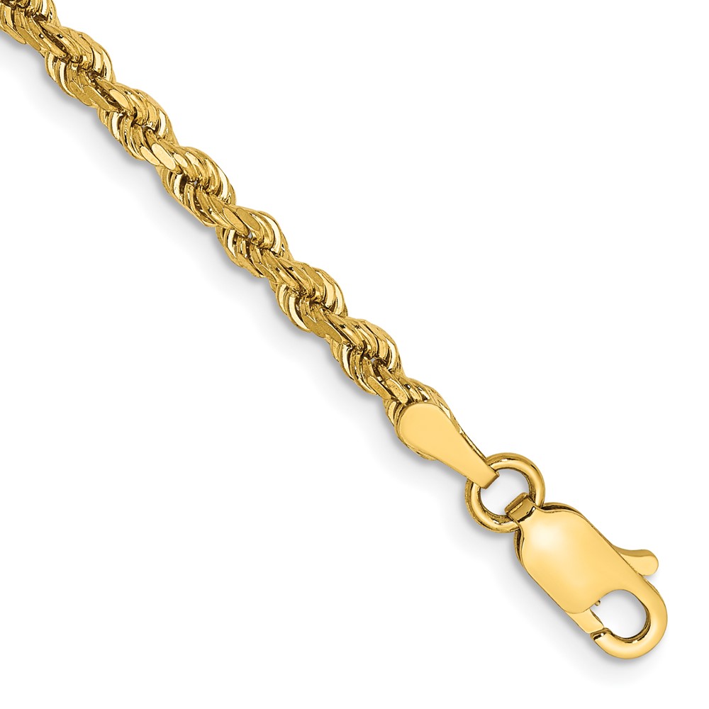 Picture of Quality Gold 021L-9 14K Yellow Gold 9 in. 2.75 mm Diamond-Cut Rope with Lobster Clasp Chain