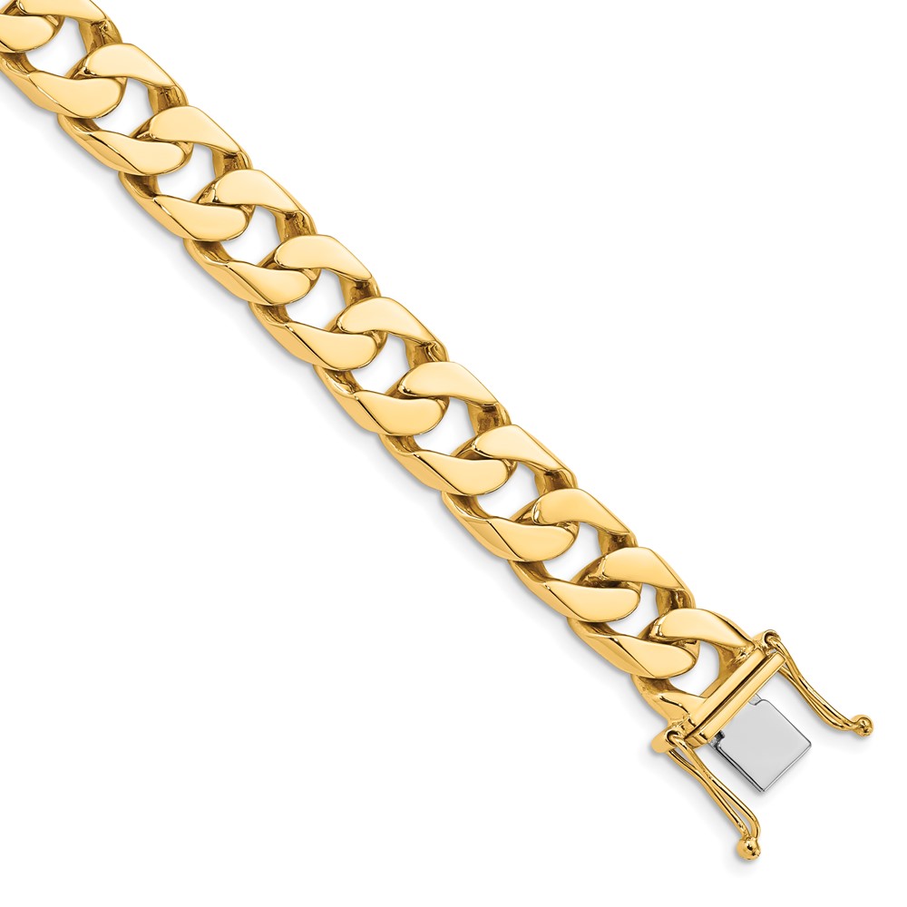 Picture of Finest Gold 14K Yellow Gold 10.6 mm Hand-Polished Flat Beveled Curb Link 8 in. Bracelet