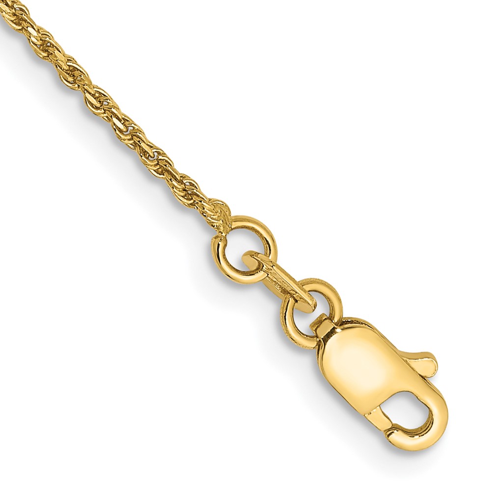 Picture of Quality Gold 010L-10 14K Yellow Gold 10 in. 1.15 mm Diamond-Cut Machine-made Rope Chain Anklet