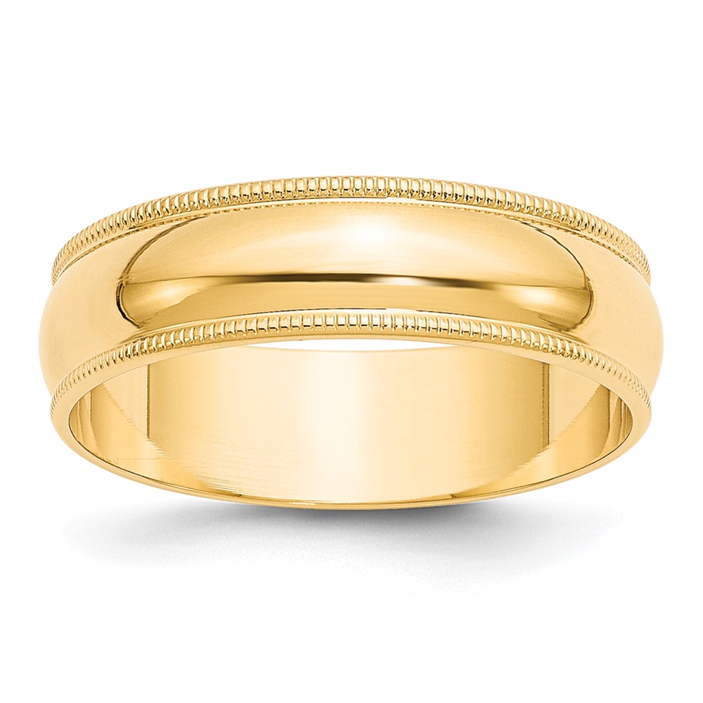 Picture of Finest Gold 10K Yellow Gold 6 mm LTW Milgrain Half Round Band&amp;#44; Size 10.5