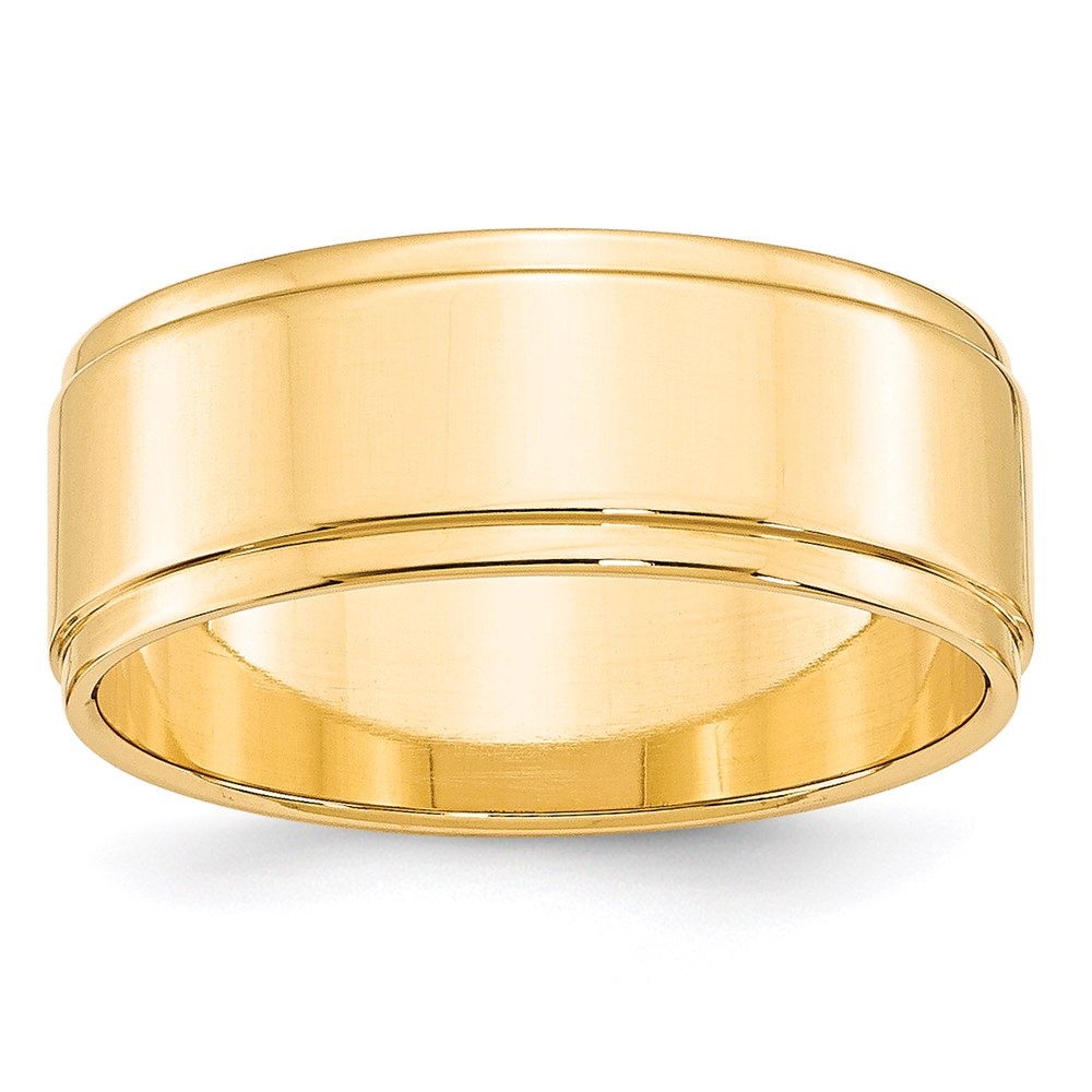 Picture of Finest Gold 14K Yellow Gold 8 mm Flat with Step Edge Band&amp;#44; Size 10