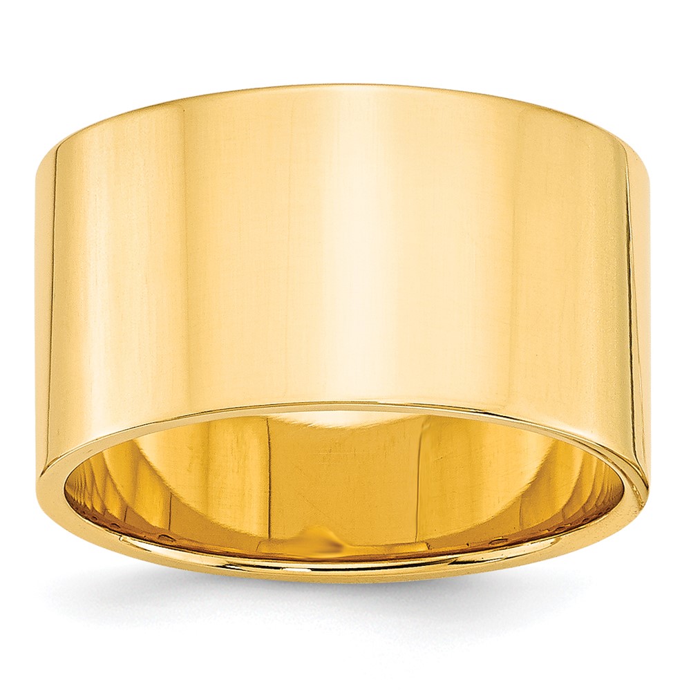 Picture of Finest Gold  12mm 10K Gold Lightweight Flat Jewelry Wedding Band Rings  Yellow - Size 8