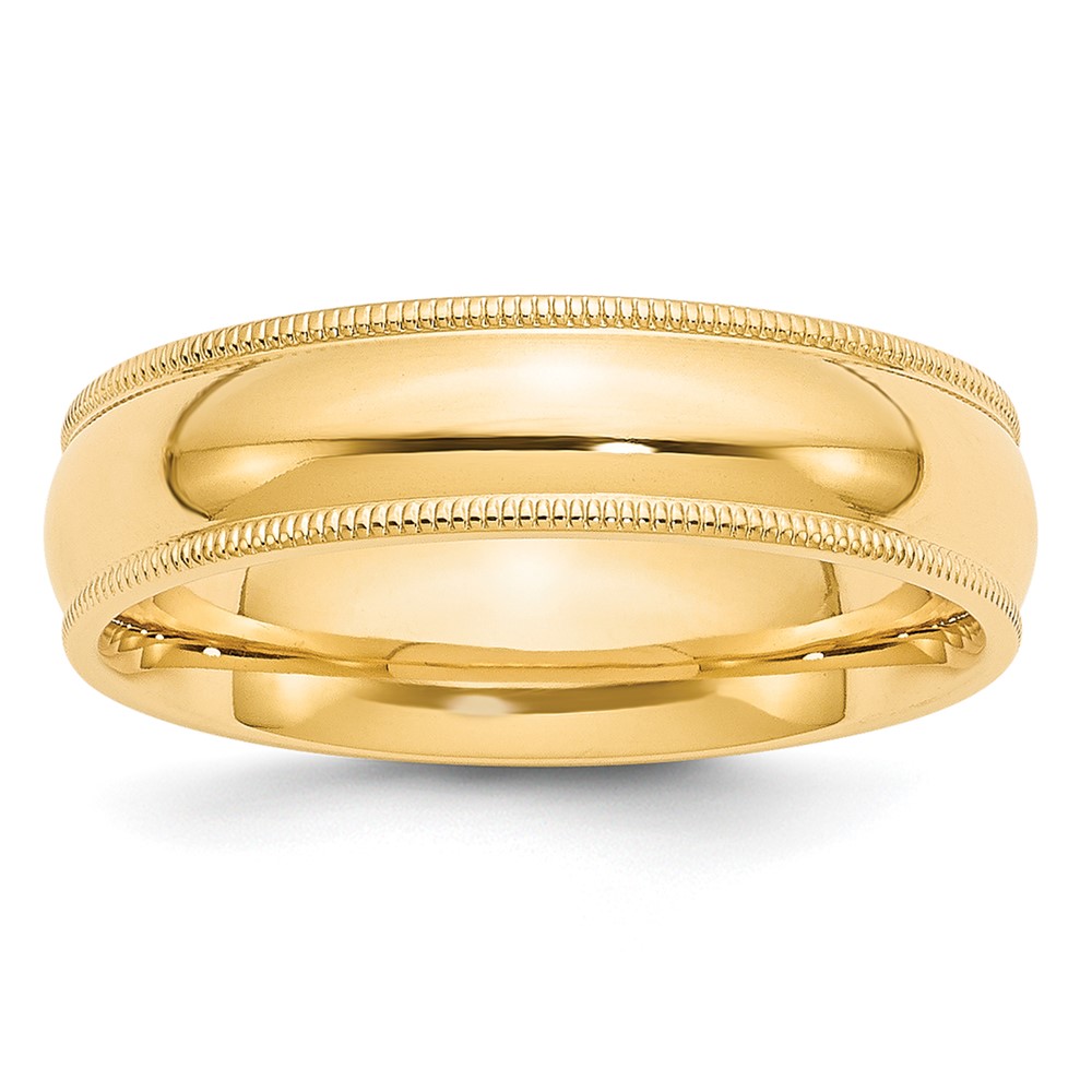 Picture of Finest Gold  6mm 10K Gold Milgrain Half Round Jewelry Comfort Fit Wedding Band Rings  Yellow - Size 12