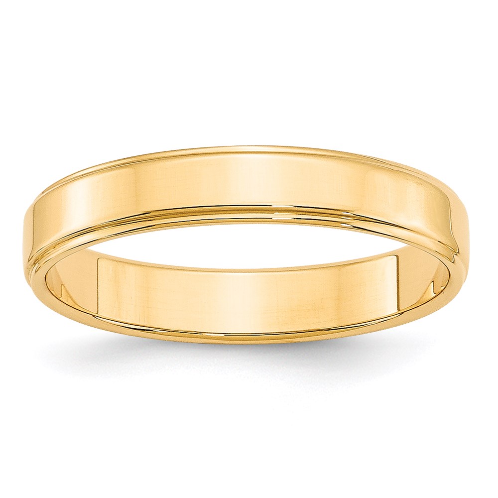 Picture of Finest Gold  4 mm 14K Yellow Gold Flat with Step Edge Wedding Band - Size 9