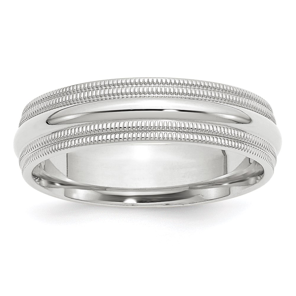 Picture of Finest Gold 10K 6mm Double Milgrain Comfort Fit Band&#44; White - Size 12