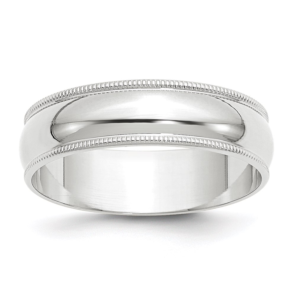 Picture of Finest Gold 10K White Gold 6 mm LTW Milgrain Half-Round Band - Size 9
