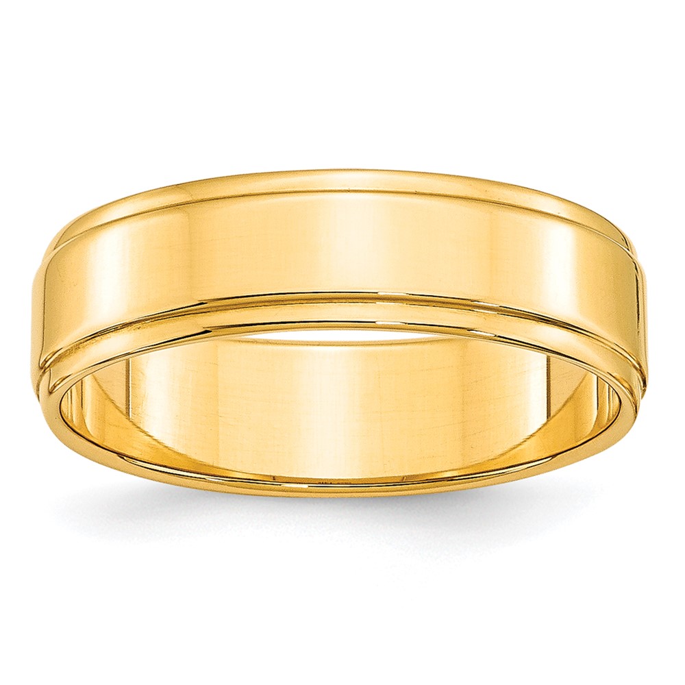 Picture of Finest Gold  6 mm 10K Yellow Gold Flat with Step Edge Wedding Band - Size 12