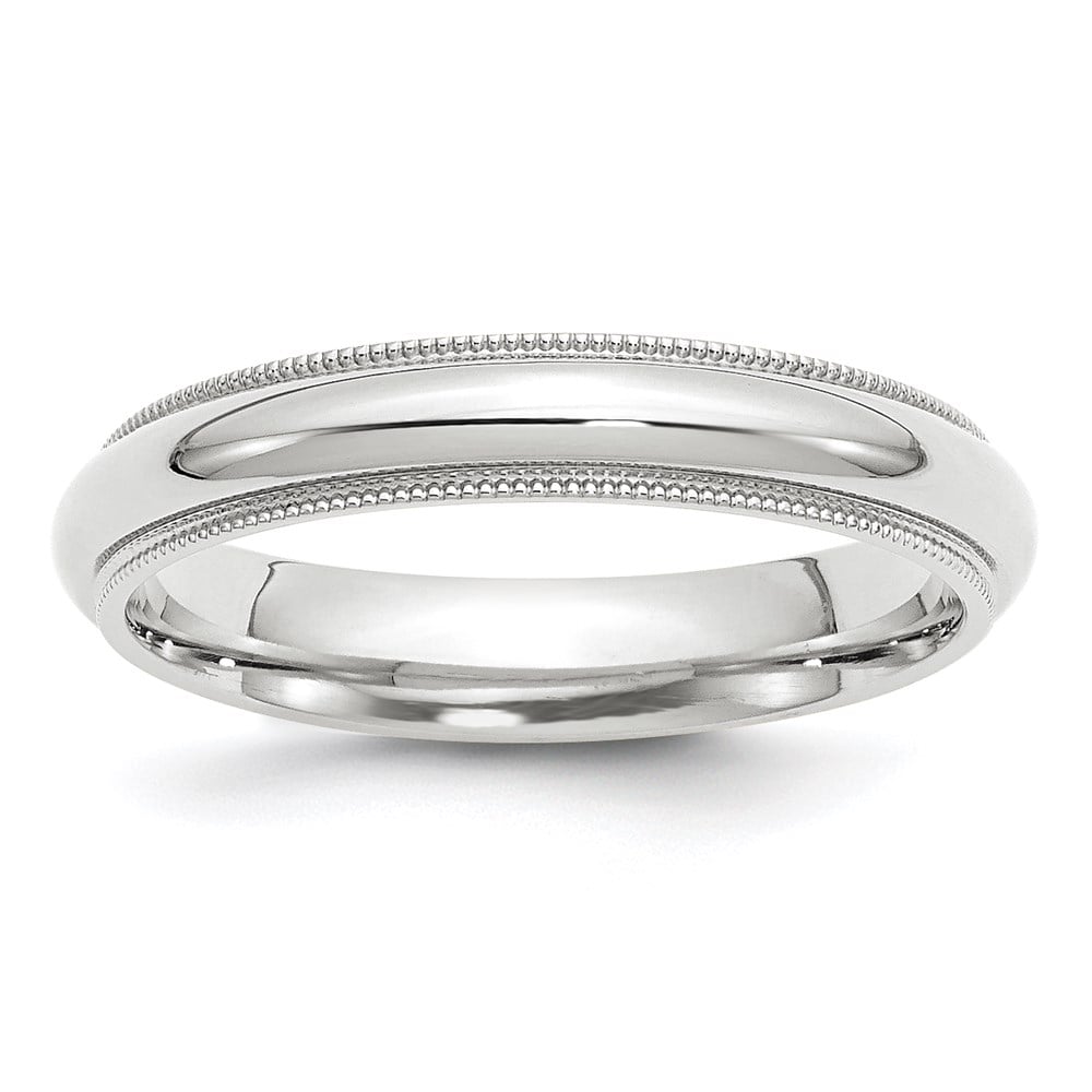 10k White Gold 4 mm Milgrain Half Round Comfort Fit Wedding Band, Size 9 -  Bagatela, BA3178461