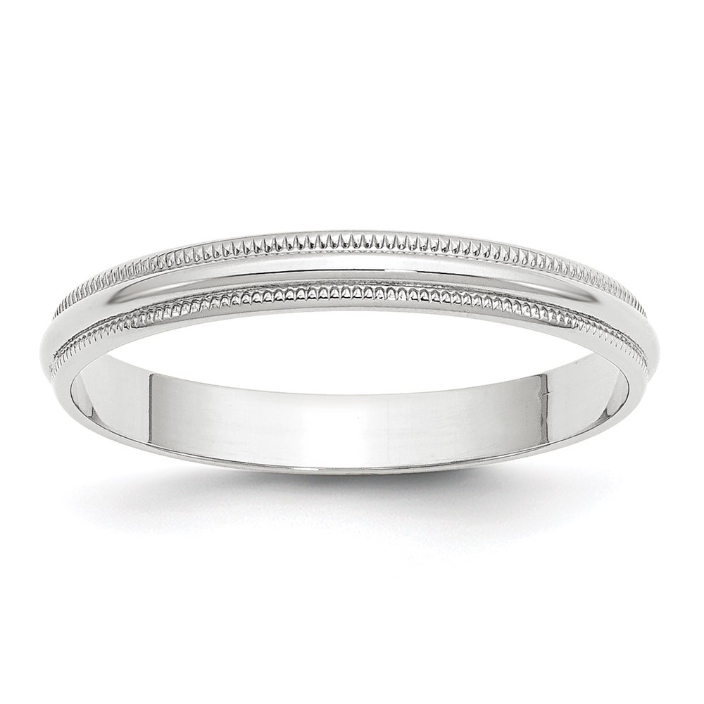 Picture of Finest Gold 10K White Gold 3 mm LTW Milgrain Half-Round Band - Size 8