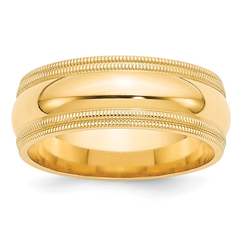 Picture of Finest Gold 14K Yellow Gold 8 mm Double Milgrain Comfort Fit Band&amp;#44; Size 11