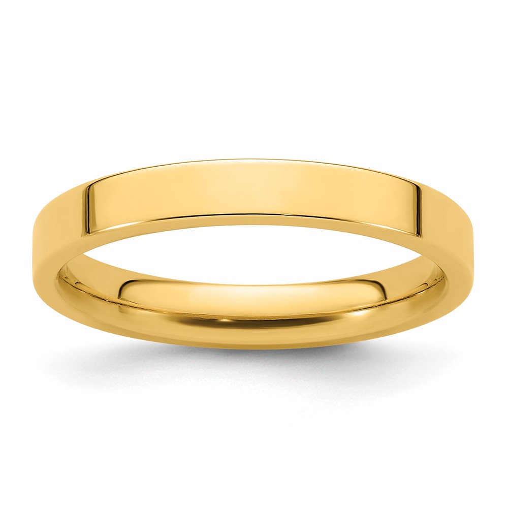 Picture of Finest Gold  3 mm 14K Yellow Gold Standard Weight Flat Comfort Fit Wedding Band - Size 6.5