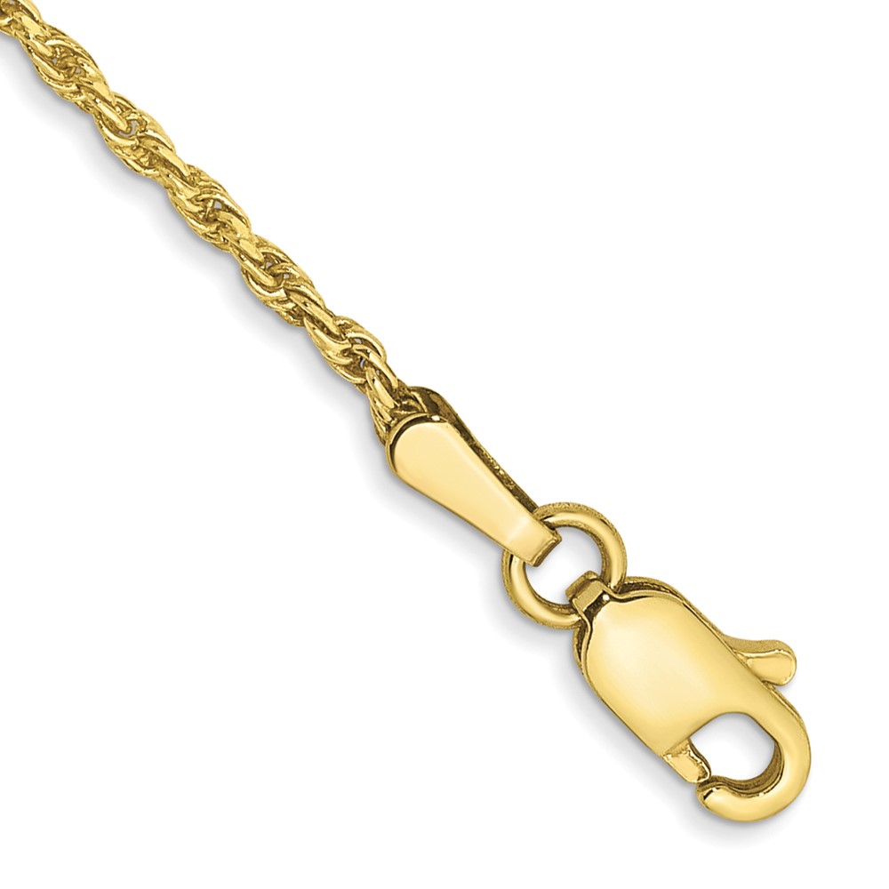 Picture of Finest Gold 10K Yellow Gold 9 in. 1.3 mm Diamond-Cut Machine Made Rope Chain Anklet