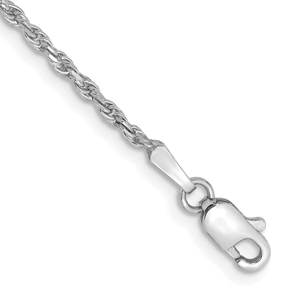 Picture of Finest Gold 10K White Gold 1.6 mm Diamond-Cut Machine Made Rope Chain 7 in. Bracelet