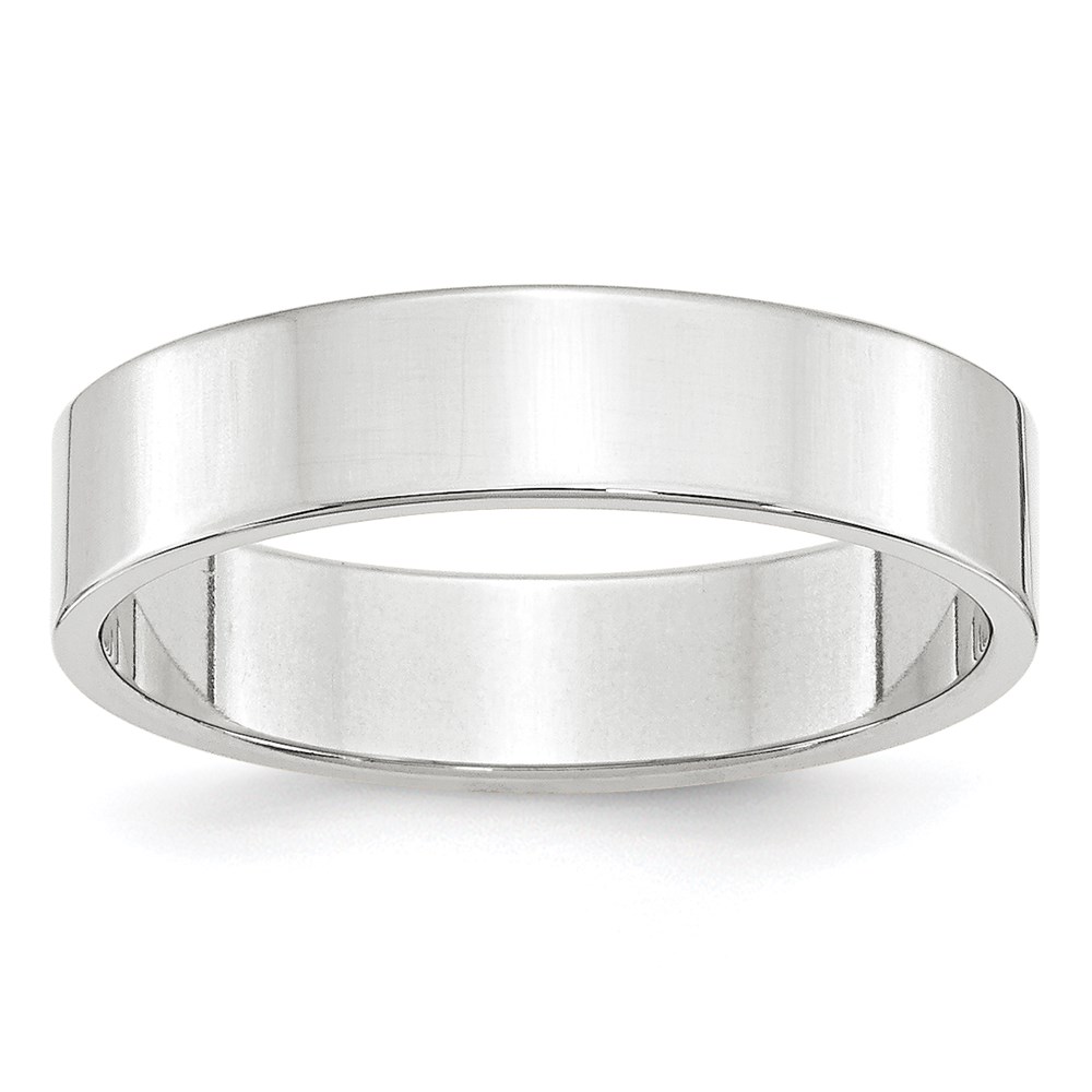 Picture of Finest Gold  5 mm 10K White Gold Lightweight Flat Wedding Band - Size 7