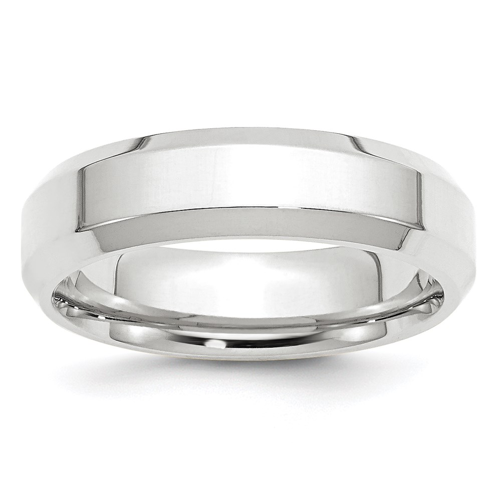 Picture of Finest Gold 10K White Gold 6 mm Bevel Edge Comfort Fit Band - Size 11
