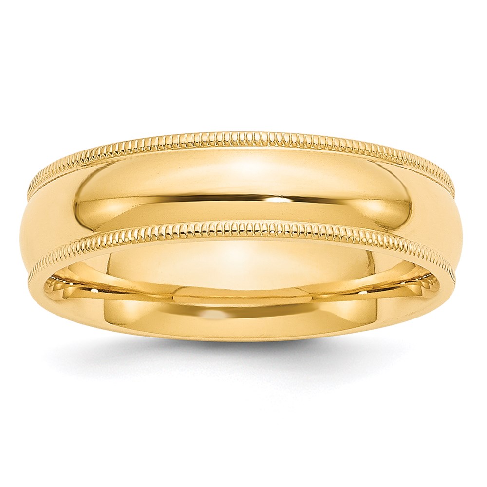 Picture of Finest Gold 14K 6 mm Milgrain Comfort Fit Band&amp;#44; Yellow - Size 13