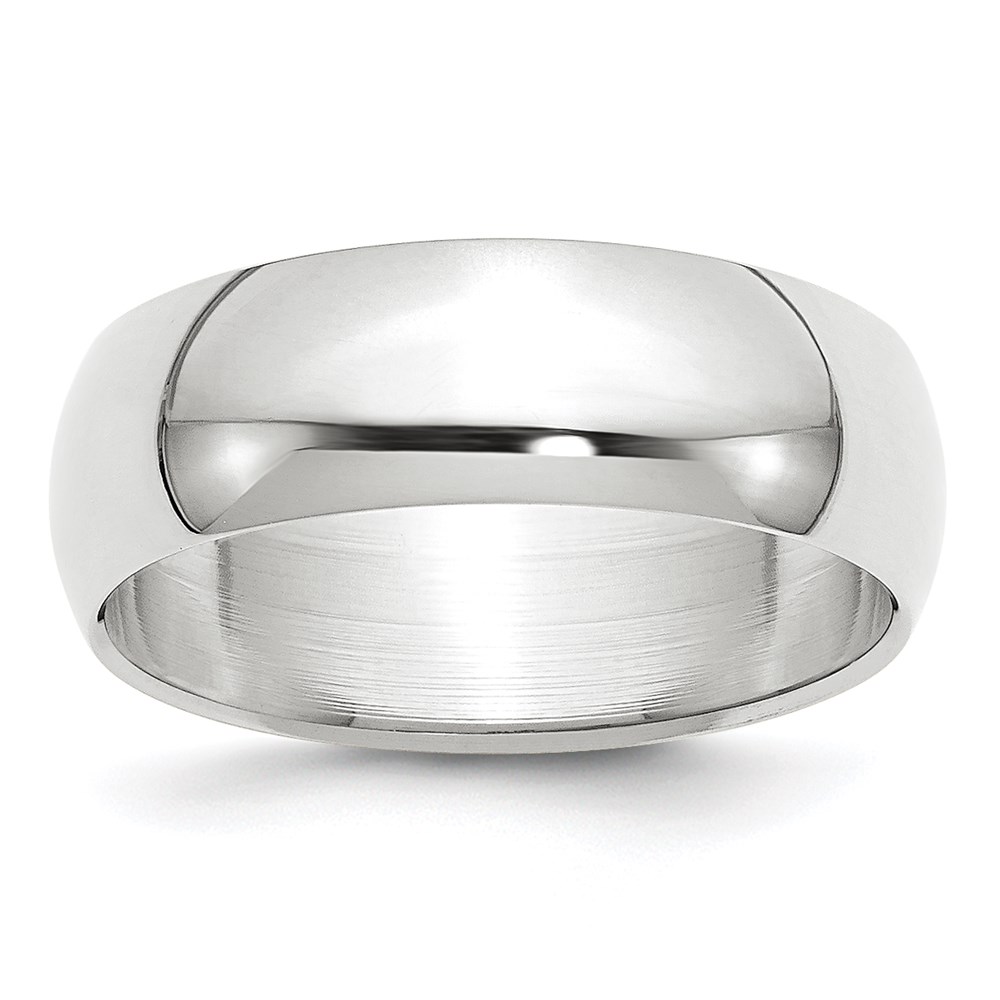 Picture of Finest Gold  7 mm 14K White Gold Half-Round Wedding Band - Size 8