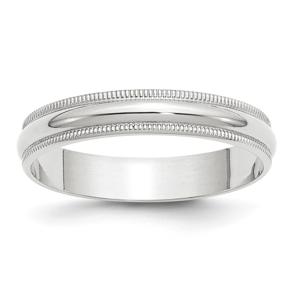 14K White Gold 4 mm LTW Milgrain Half Round Band, Size 7 -  Bagatela, BA2721203