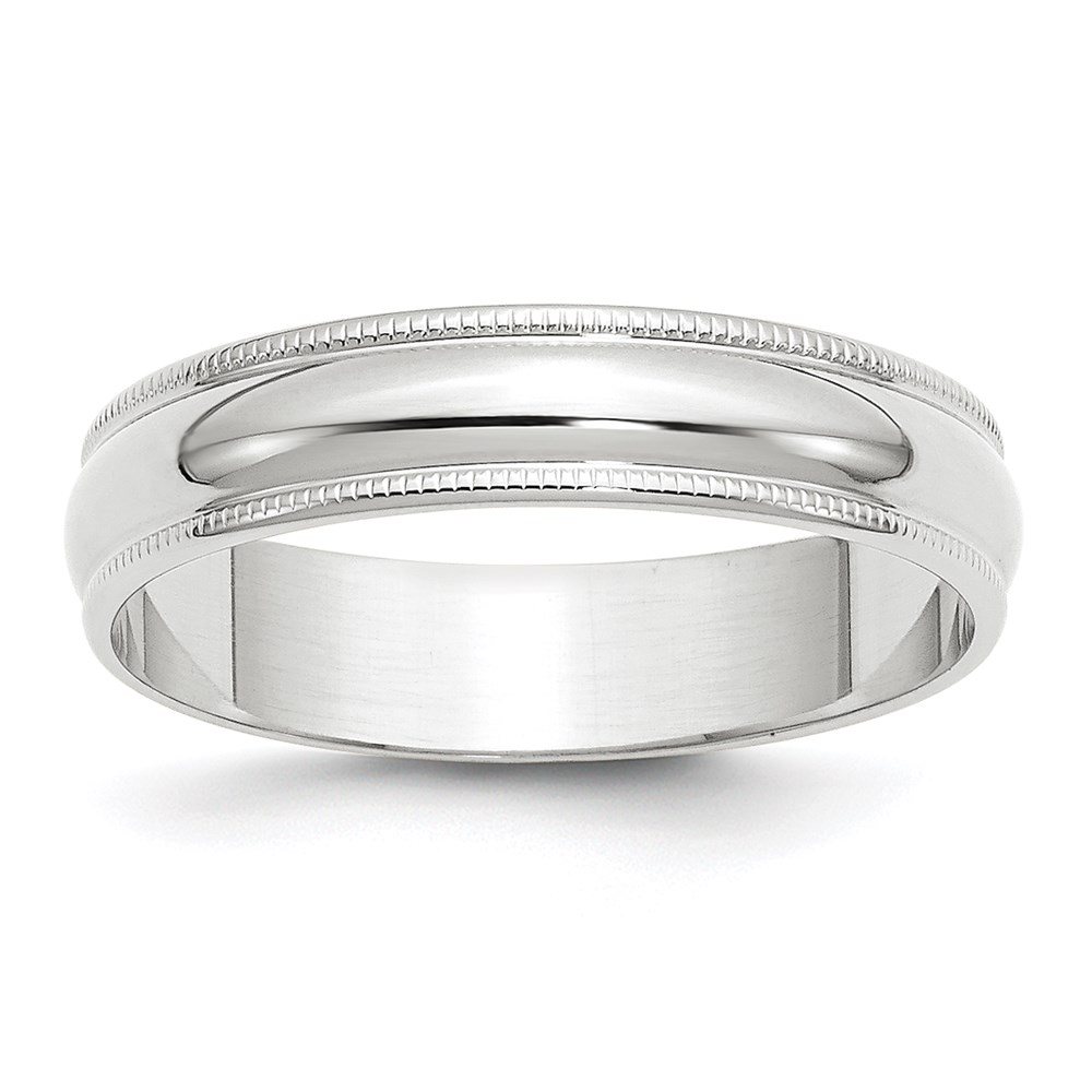Picture of Finest Gold 14K 5 mm White Gold Light Weight Milgrain Half Round Band - Size 10