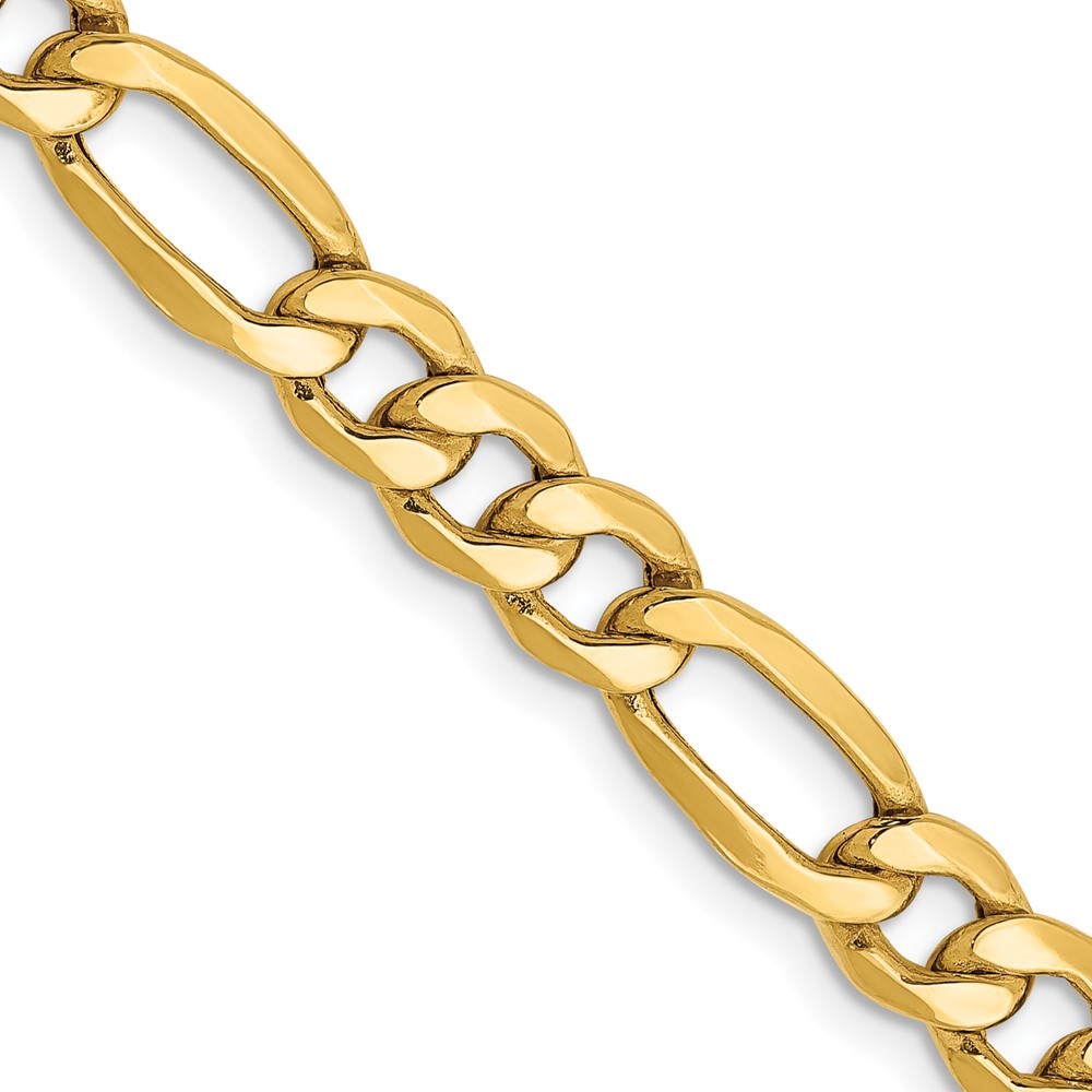 10K Yellow Gold 6.25 mm Semi-Solid 24 in. Figaro Chain -  Finest Gold, UBS10BC96-24