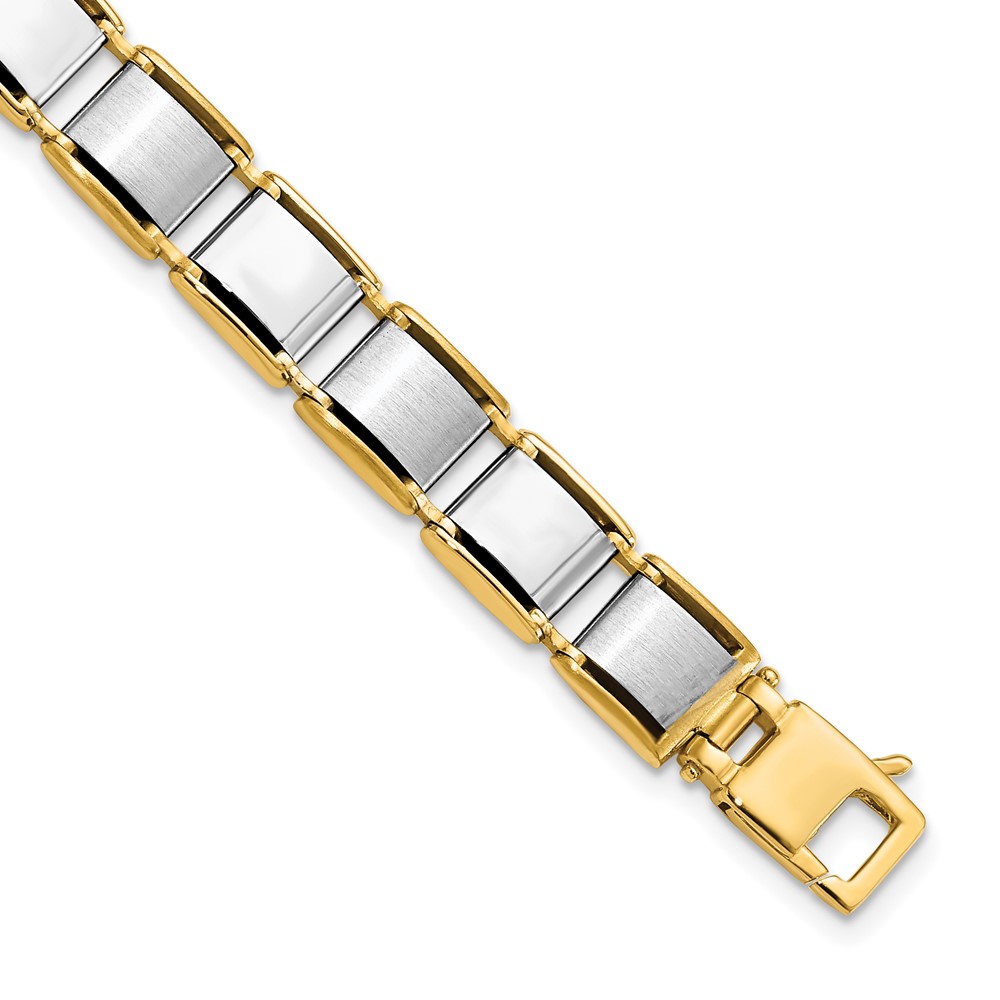 Picture of Finest Gold 14K Mens Two-Tone Brushed &amp; Polished 8.25 in. Link Bracelet