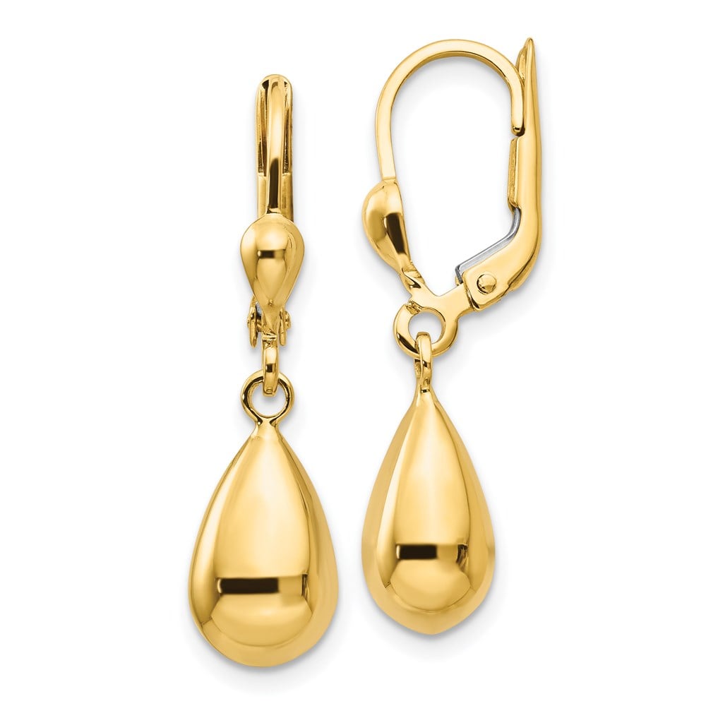 14K Yellow Gold Polished Fancy Dangle Leverback Earrings -  Finest Gold, UBSH557