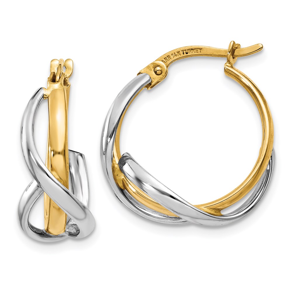 Picture of Finest Gold 14K Two-Tone Polished Twisted Hoop Earrings