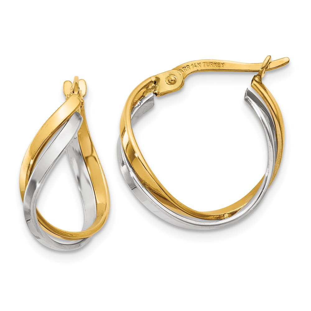 Picture of Finest Gold 14K Two-Tone Polished Twisted Hoop Earrings