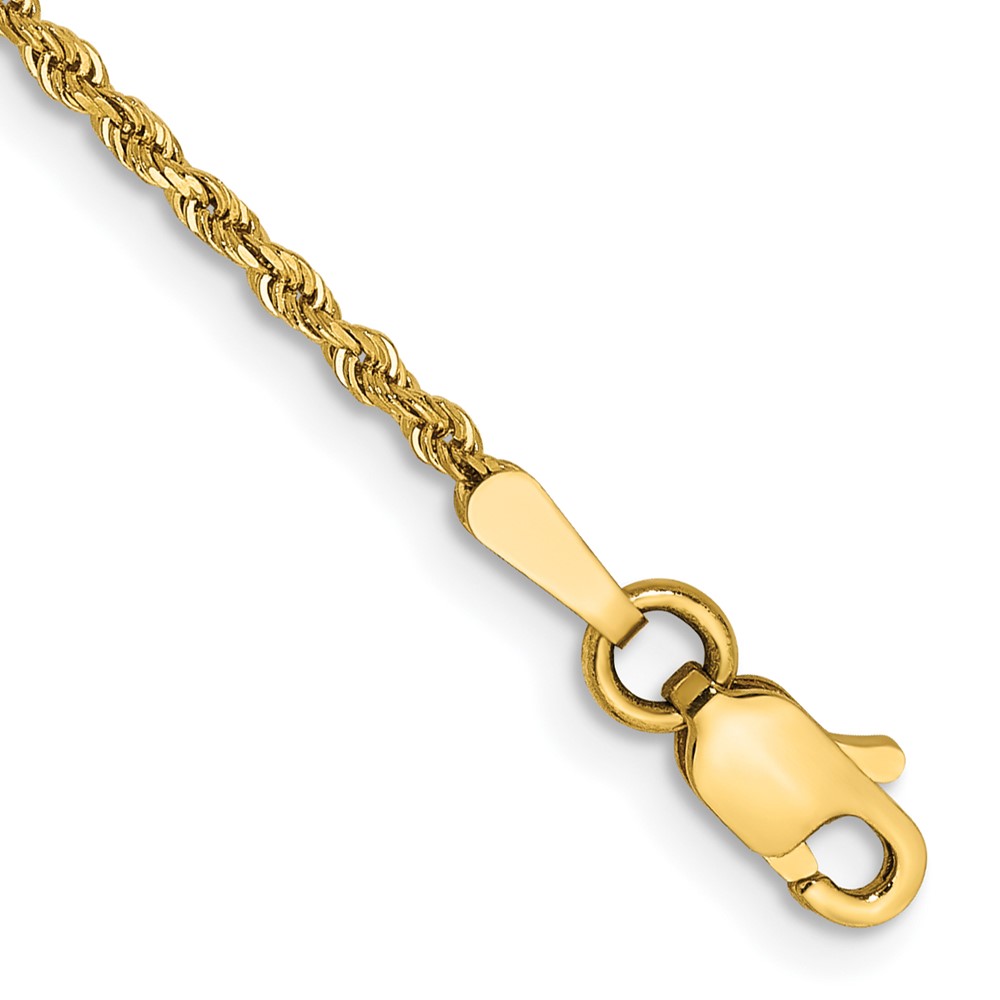 Picture of Quality Gold 012L-10 14K Yellow Gold 10 in. 1.50 mm Diamond-Cut Rope Chain Anklet
