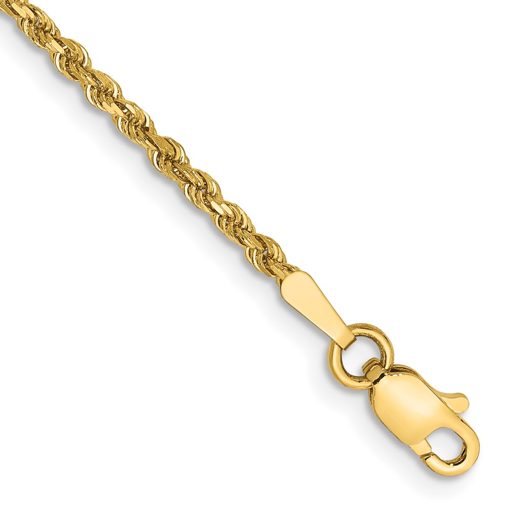 Picture of Quality Gold 014L-10 14K Yellow Gold 10 in. 1.75 mm Diamond-Cut Rope Chain Anklet