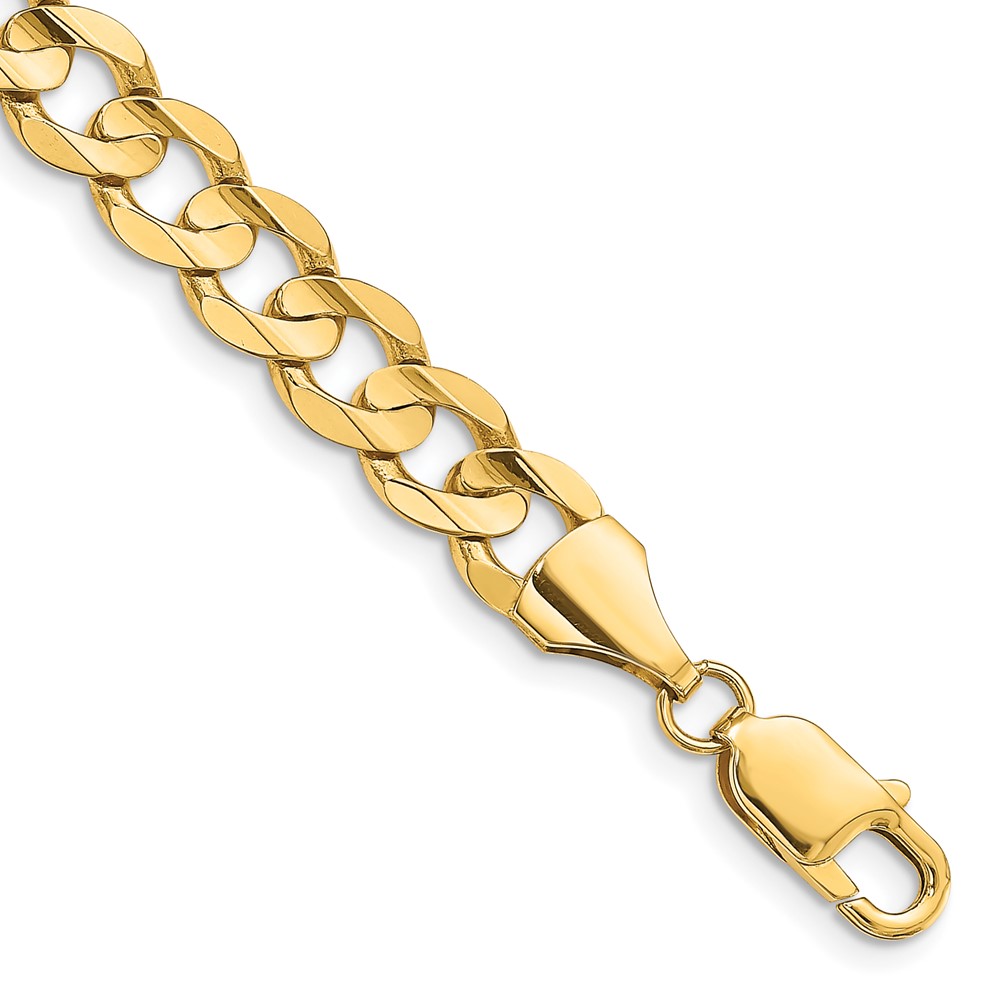 14K Yellow Gold 8.5 mm Open Concave Curb Chain 7 in. Bracelet -  Finest Gold, UBSLCR220-7