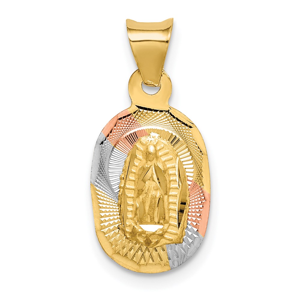 Picture of Quality Gold 14K Yellow with Rhodium DC Lady of Guadalupe Oval Pendant