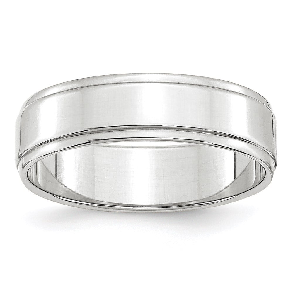 Picture of Finest Gold  14K White Gold 6mm Flat with Step Edge Wedding Band - Size 6