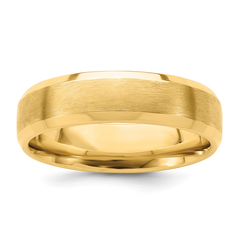 Picture of Finest Gold  14K Gold Heavyweight Comfort Fit Brushed Satin Jewelry Polished Beveled Edge Wedding Band Rings  Yellow - Size 9