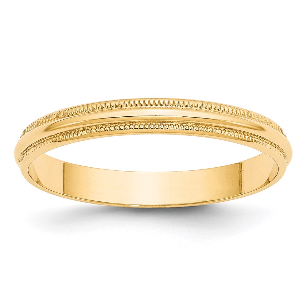 Picture of Quality Gold 3 mm 14K Yellow Lightweight Milgrain Half Round Band - Size 4