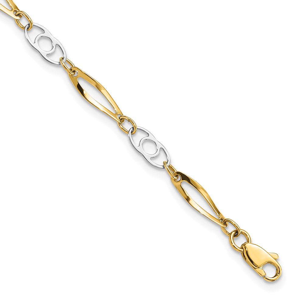 Picture of Finest Gold 14K Two-Tone 7 in. Polished Fancy Link Bracelet