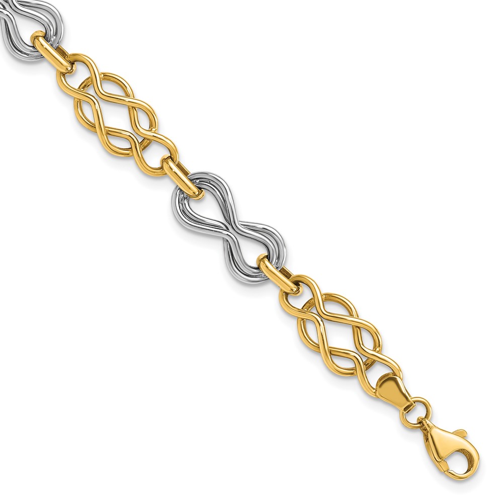 Picture of Finest Gold 14K Two-Tone 7.25 in. Infinity Hollow Bracelet