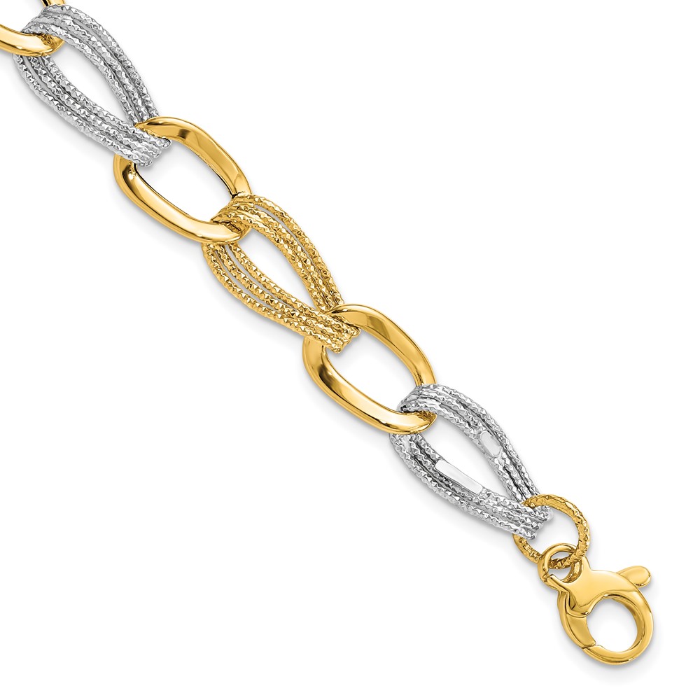 Picture of Finest Gold 14K Two-Tone 8 in. Polished Fancy Link Bracelet