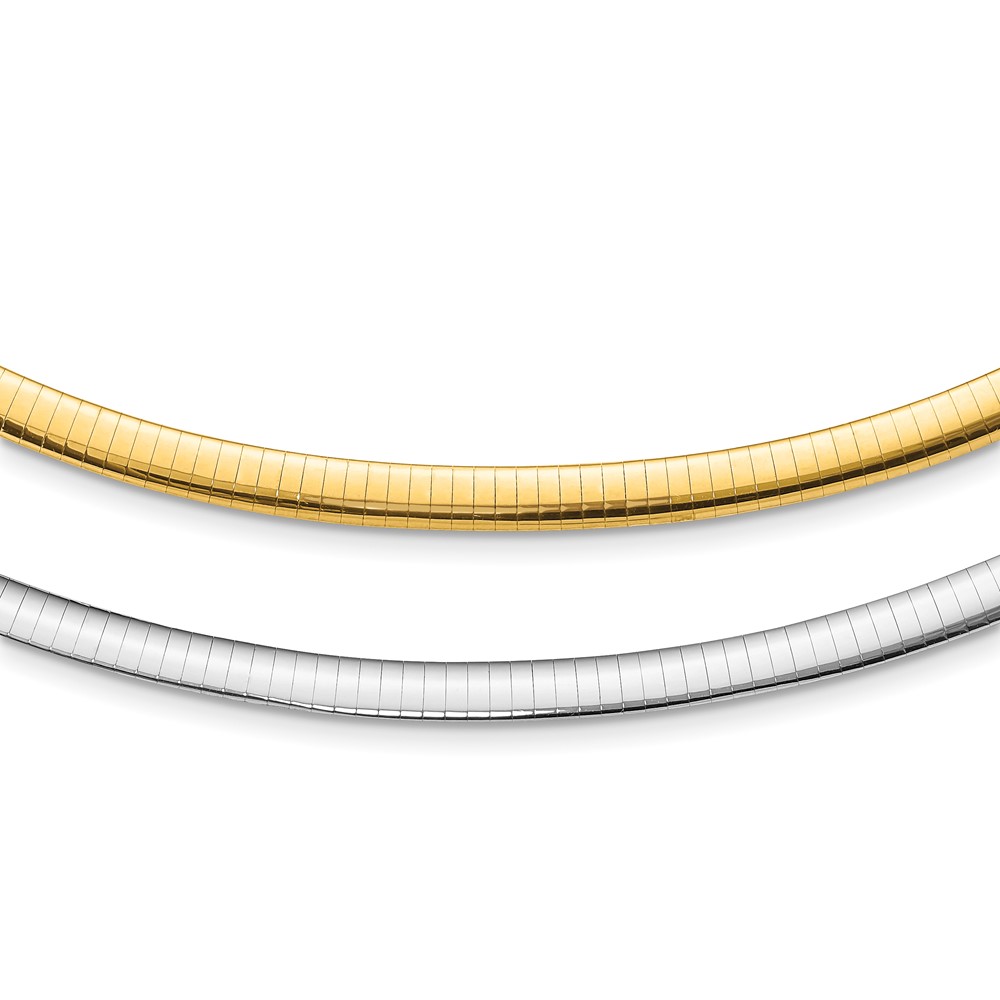 14K Two-Tone 6 mm Reversible White & Yellow Domed Omega 18 in. Necklace -  Finest Gold, UBSROM6-18