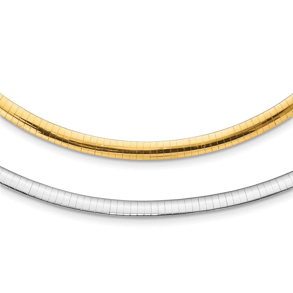 14K Two-Tone 5 mm Reversible White & Yellow Domed Omega 16 in. Necklace -  Bagatela, BA3170528