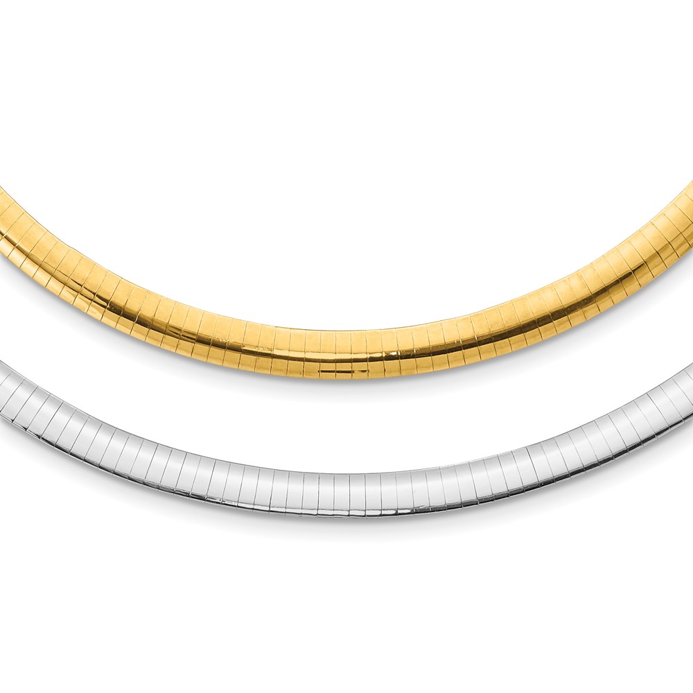 14K Two-Tone Light Reversible 6 mm Omega with Extender 18 in. Necklace -  Finest Gold, UBSROML6-18